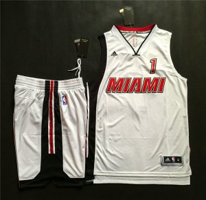 Maillot De Basket Miami Heat Chris Bosh 1 Reissue Tissus Sportif Fans Edition Blanc